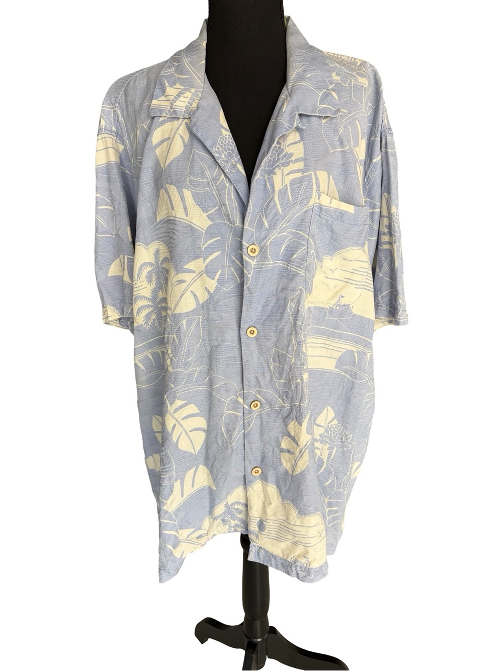 Tommy Bahama Light Blue & Cream Tropical Button-Front Jacket